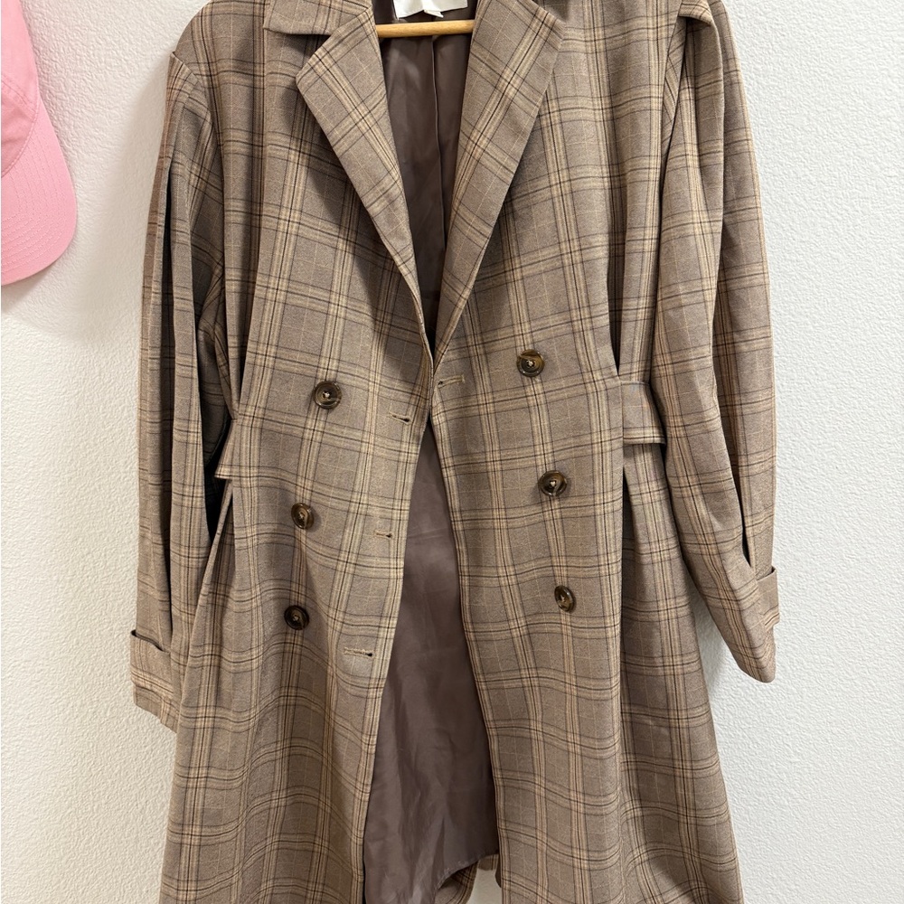 Plaid Double-Breasted Women's Coat